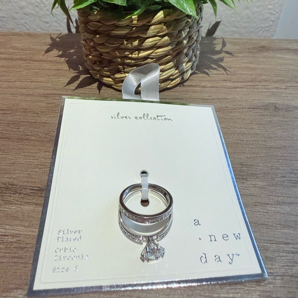 Ser of 2 A New Day Silver Ring Set with Cubic Zirconia